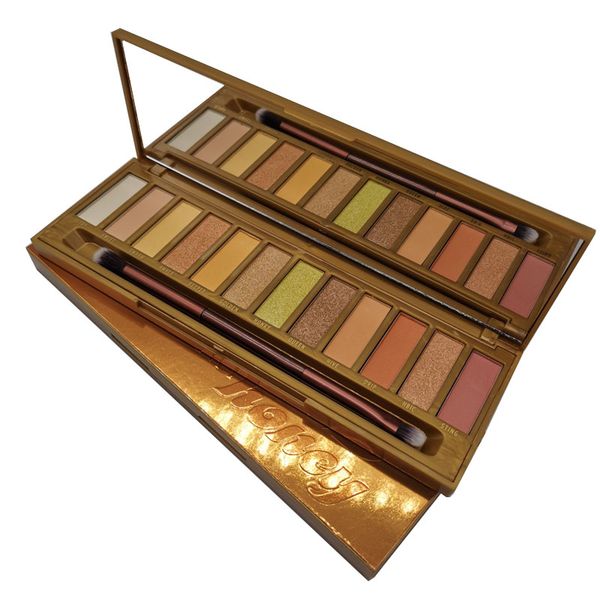 

brand makeup palette honey eyeshadow 12 colors golden neutrals palette matte waterproof long lasting eye shadow plus brush dhl