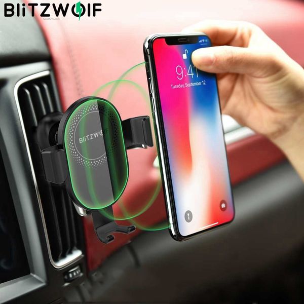 

blitzwolf bw cw1 10w 7.5w 5w 360Â°rotation qi wireless car charger phone holder for iphone 11 pro x for samsung s10 for huawei
