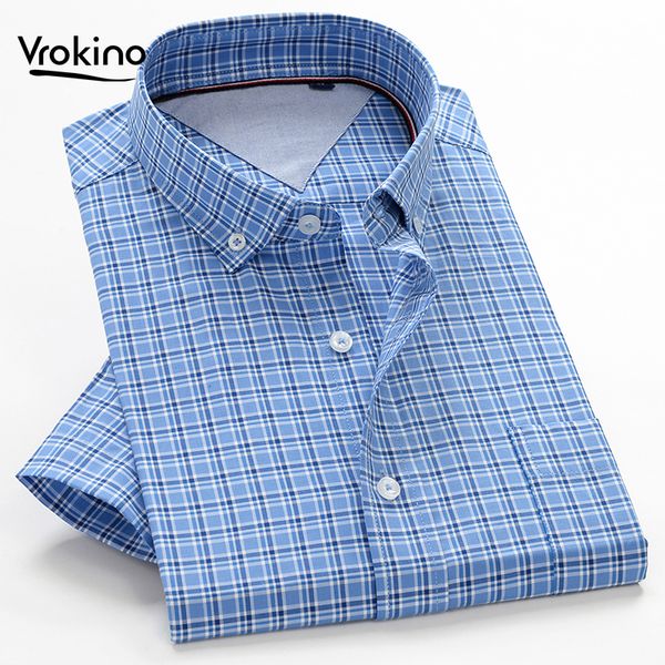 

2019 summer new style large size men's shirt 8xl 9xl 10xl business casual 100% cotton plaid short sleeve shir, White;black