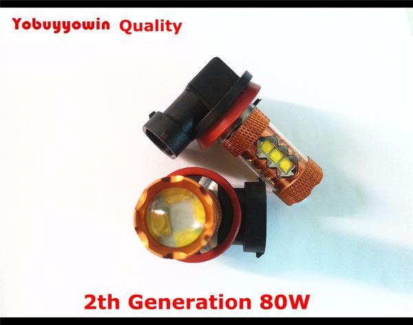 

2pcs hb3 9005 hb4 9006 h8 h11 h9 h10 h16 led high power canbus 80w white car fog driving running lights bulbs 12v 24v