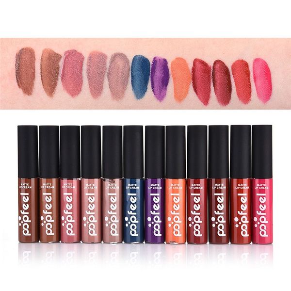 

120pcs/lot dhl 12 color liquid waterproof elegant matte smooth lipstick lip stick lip gloss long lasting nude lip gloss makeup