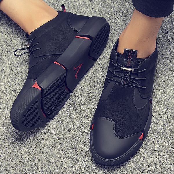 

all black men's casual shoes mens loafers fashion men leather sneakers comfortable sofe leather walking shoes men