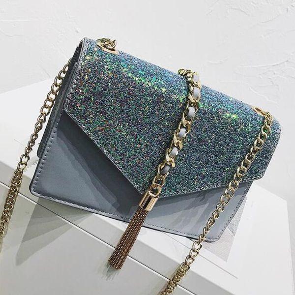 

fashion women designer handbags 2018 new high-quality pu leather women bag sequined tassels chain shoulder bags messenger bag