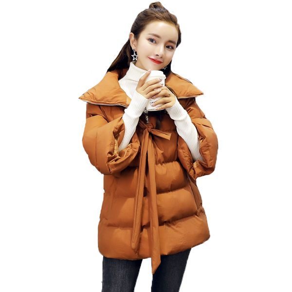 

2018 fashion winter jacket women coat thicker parka warm short down cotton padded jacket loose plus size outerwear l007, Black