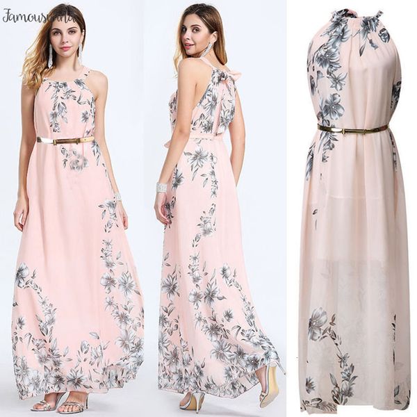 

beach dress new brand women long formal prom floral boho chiffon party sleeveless chiffon summer sleeveless maxi sundress belt, Black;gray
