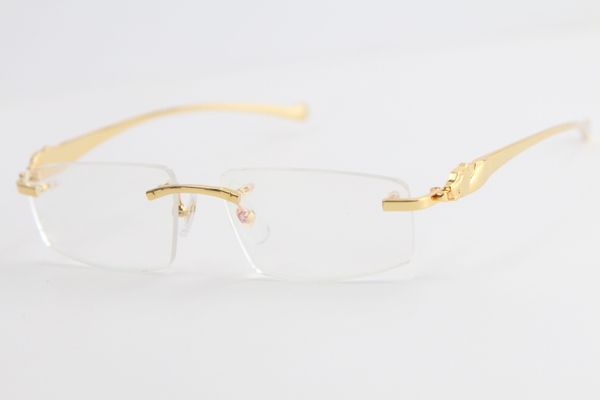 

Продажа горячего Rimless золота Optical металла леопарда серии очки Square очки очки Мужские и женские с коробкой C Украшение золотой раме GLA