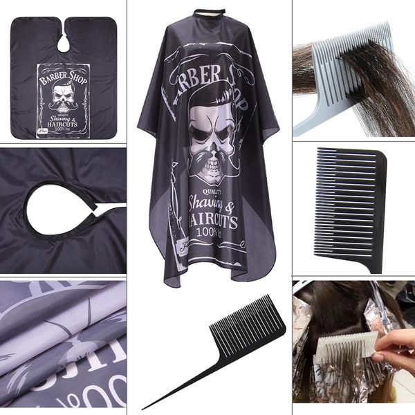 

professional hair cutting hairdressing salon cape hairdresser gown with heat-resistant styling highlighting foiling rat tail comb