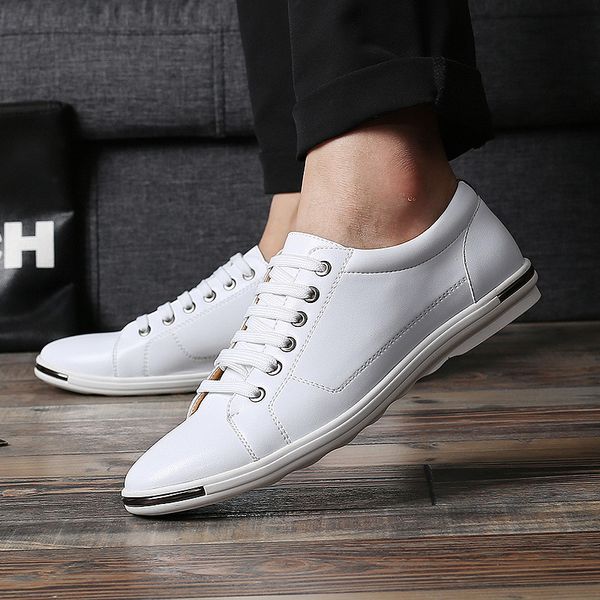 

big size fashion spring men casual shoes lace-up basic breathable and waterproof male casual sneakers flats, Black