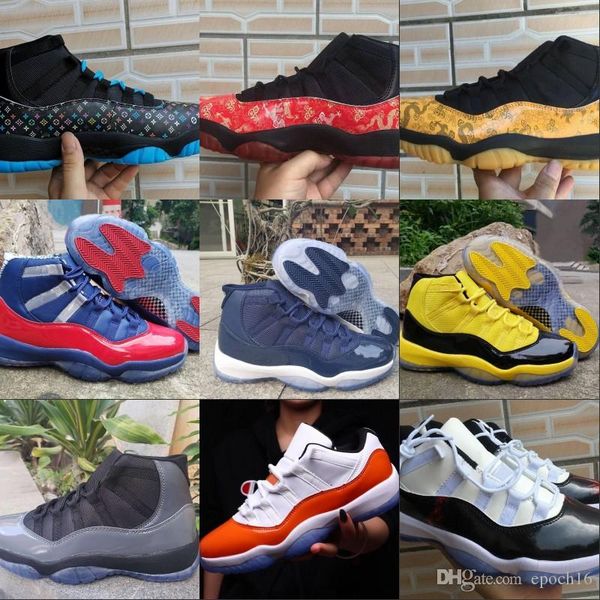 

custom 11s yellow black man designer basketball shoes amazing xi white orange fashion discount trainers size us7-13