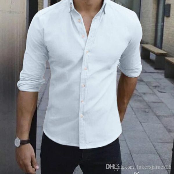 

мужская весна desinger сплошной цвет рубашка повседневная с длинным рукавом нагрудные шеи slim fit мода homme рубашка, White;black