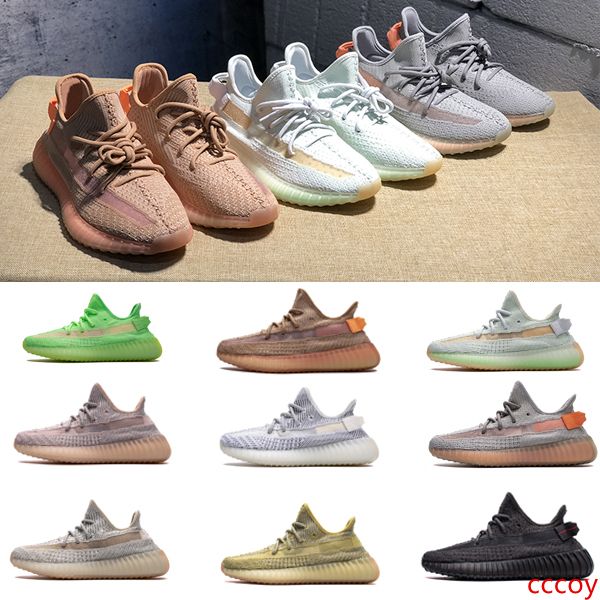 

2019 kanye west designer sneakers black white static reflective green glow in dark gid antlia fv3250 mens women running shoes with