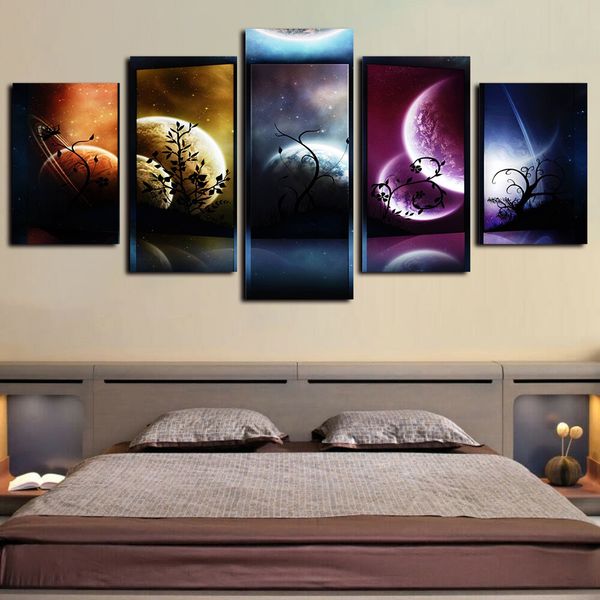 

5 panels canvas wall art venus jupiter mars planet mercury starry sky pictures paintings giclee on canvas prints and posters oil paintngs