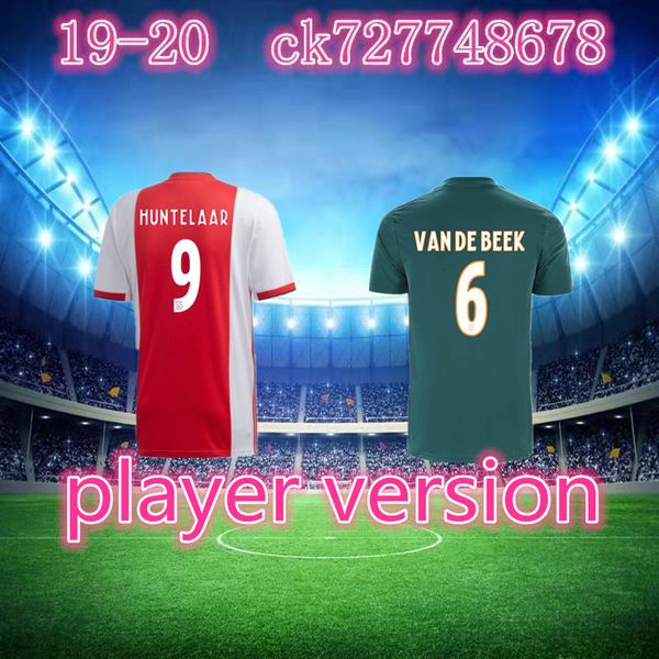 

19/20 ajax player version home soccer jerseys 2019 ajax away neres tadic de ligt ziyech soccer shirt football uniforms, Black;yellow