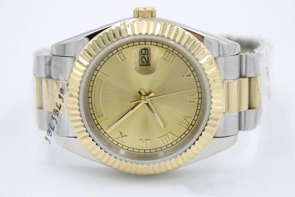 

Hot sale gold dial 40mm daydate men two tone stainless band Watches Automatic Mechanical Watch men Fashion Brand dress Wrist watches