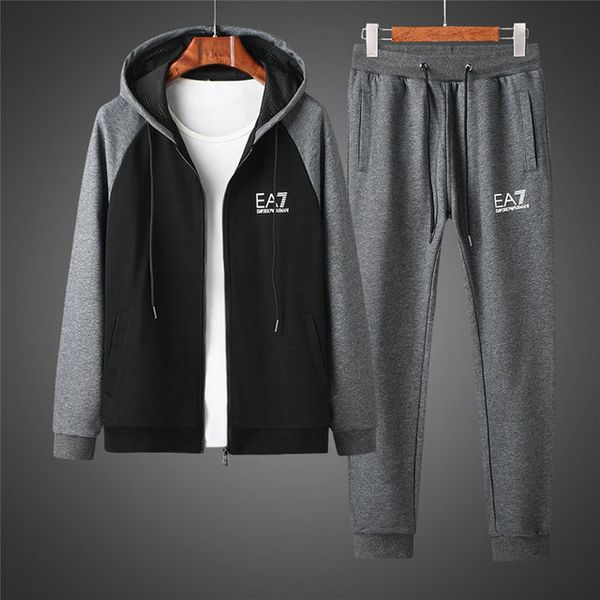 

amn italian brand set mens designer jacket luxury casual hoodie boutique trendy slim pants fashion zip hoodie sports suit, Gray