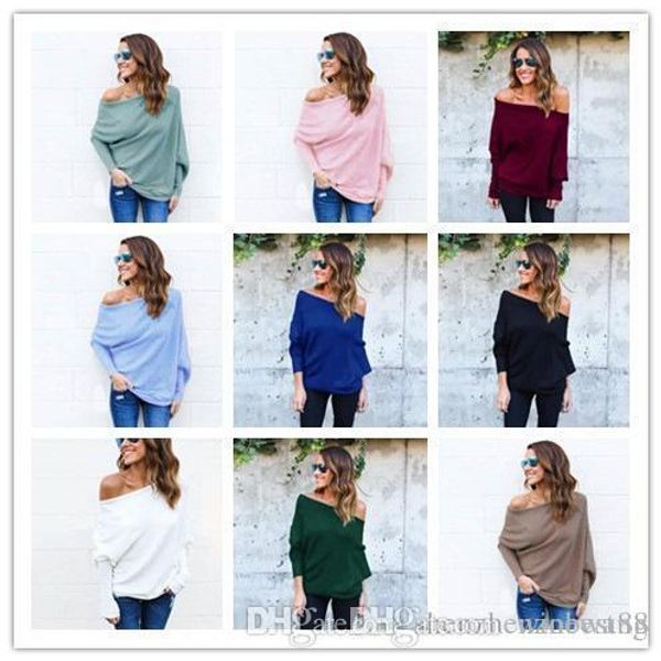 

3xl women long batwing sleeved loose open cold shoulder boat neck bare shoulders yarn knitted sweater, White