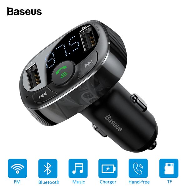 

baseus fm transmitter car charger aux modulator bluetooth car charging kit handsaudio mp3 player 3.4a dual usb car-charger