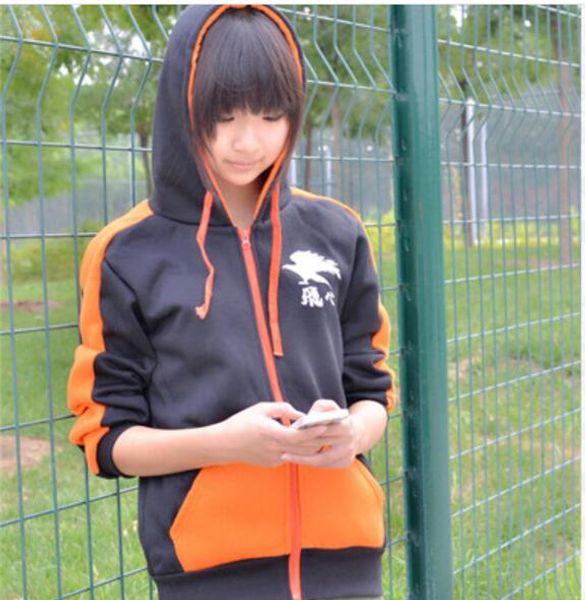 

anime haikyuu shouyou hinata karasuno hinata shyouyou cosplay costume orange hoodie jacket coat, Black
