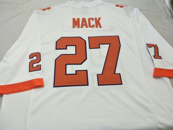 

men clemson tigers ford #6 mack #27 real full embroidery college jersey size s-4xl or custom any name or number jersey, Black;red