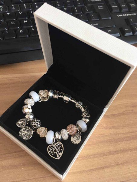 

новый роскошный дизайнер шарм 925 серебряные браслеты для женщин дерево жизни кулон браслет любовь шарм бусины в подарок diy свадебные украш, Golden;silver