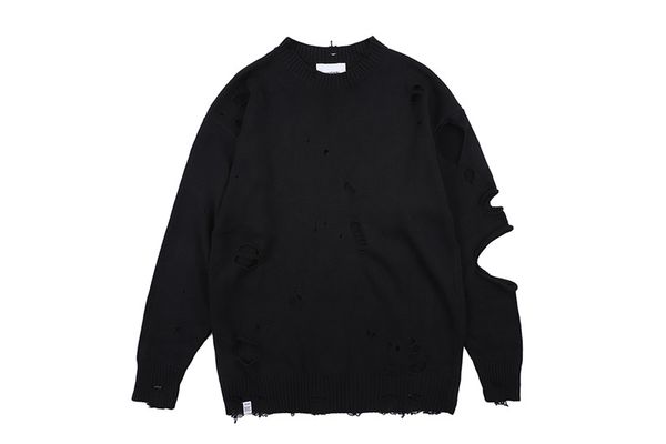

hole black sweater, White;black