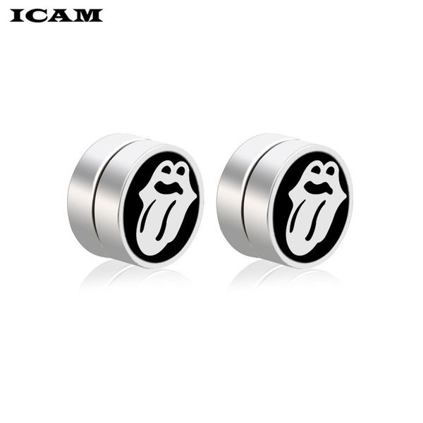 

icam punk strong magnet magnetic health care ear clip stainless steel no piercing tongue earrings men women street jewelry, Golden;silver