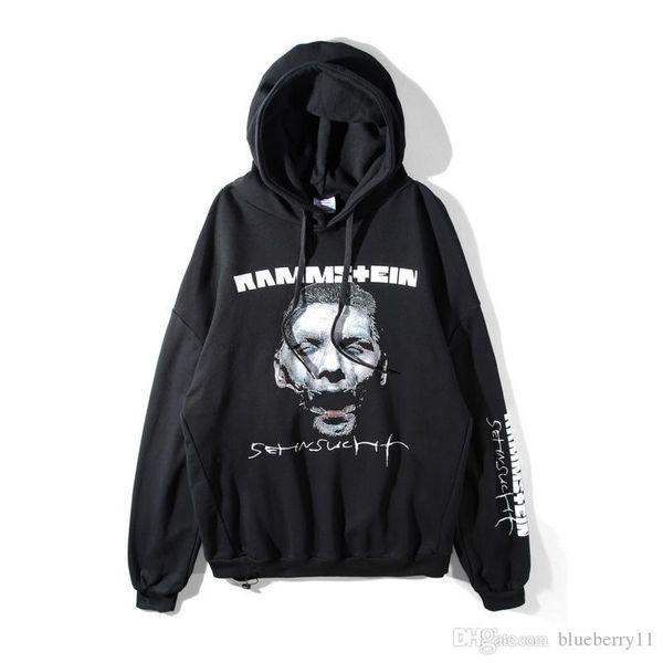 

vetements мужские толстовки письмо печатные свободные повседневные уличная одежда с длинным рукавом черный хип-хоп повседневные дизайнерские, Black