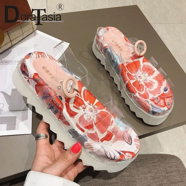 

doratasia 2019 new ins colored summer women flat platform sandals ladies embroider casual light comfort women shoes woman, Black