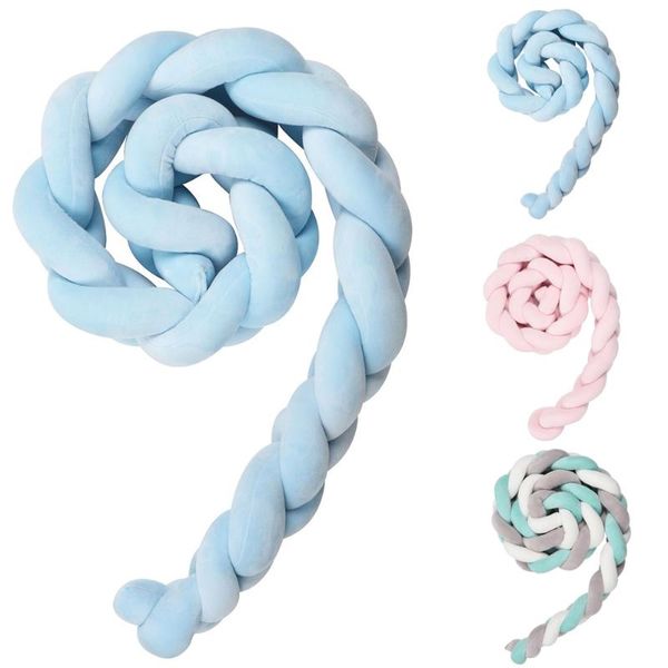 

baby handmade nodic knot newborn bed bumper long knotted braid pillow baby bed bumper knot crib infant room decor