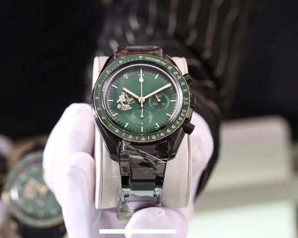 

wholesale new luxury watches, speed mater, 50th, men's quartz watches, multi-function timing, 42mm, original buckle, waterproof, d, Slivery;brown