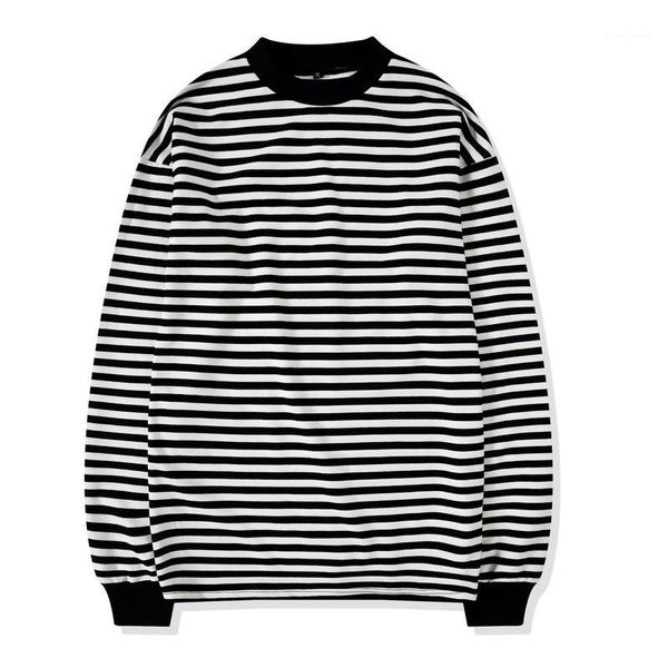 

tshirts long sleeve striped printed couples o neck long style teenager tees loose designer mens, White;black