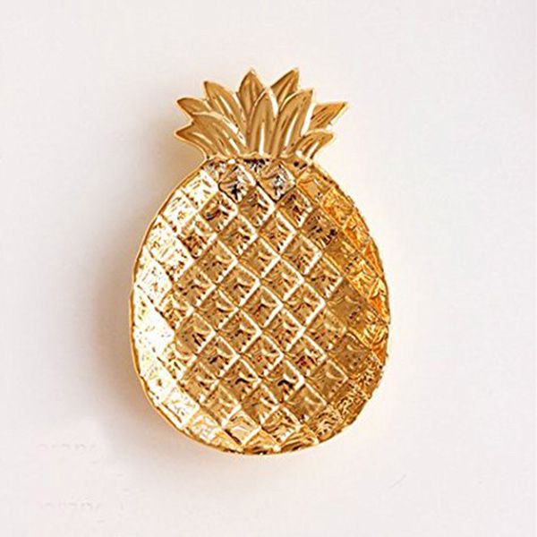 

ананас ананас керамический лоток для хранения ювелирных изделий поддонов паллет еда сухой фрукты украшение тарелка золотой