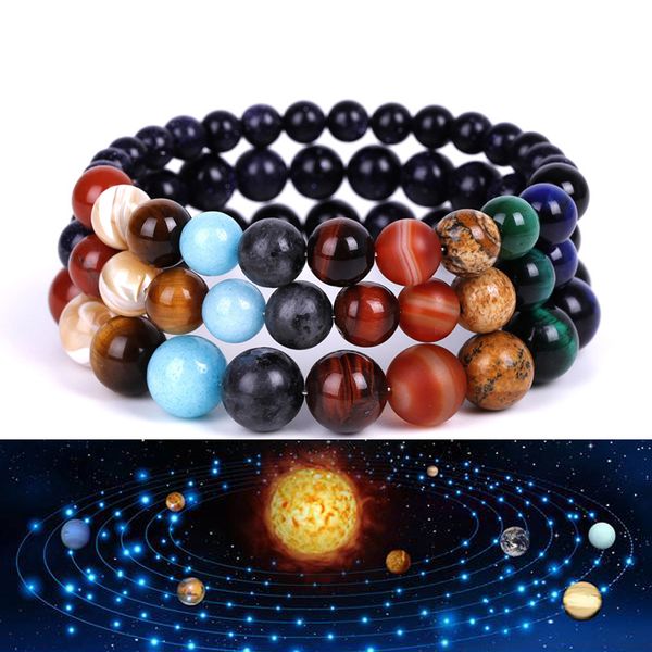 

вселенная галактика пара подвески браслет натуральный камень планета браслеты для мужчин женщин ювелирные изделия подарок для него ее boho ю, Black