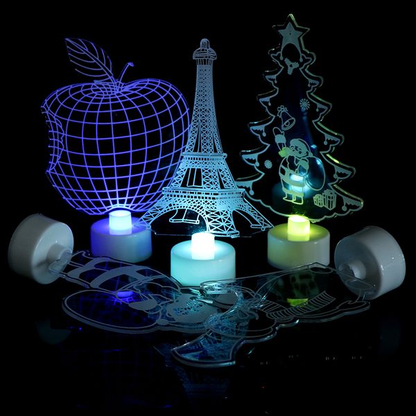 

1pc colorful led decorative lights christmas tree/ snowman /santa claus/apple/tower decorations night lights lamp for kids gift