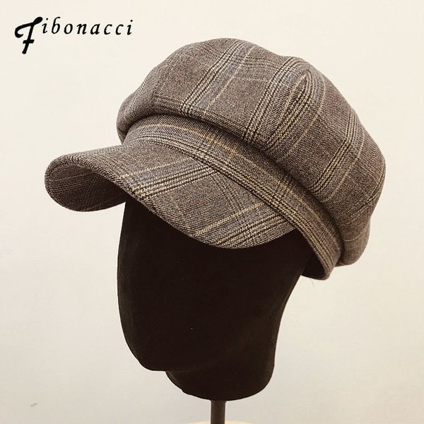 

fibonacci 2019 new newsboy cap beret retro striped octagonal hat for men women hats, Blue;gray