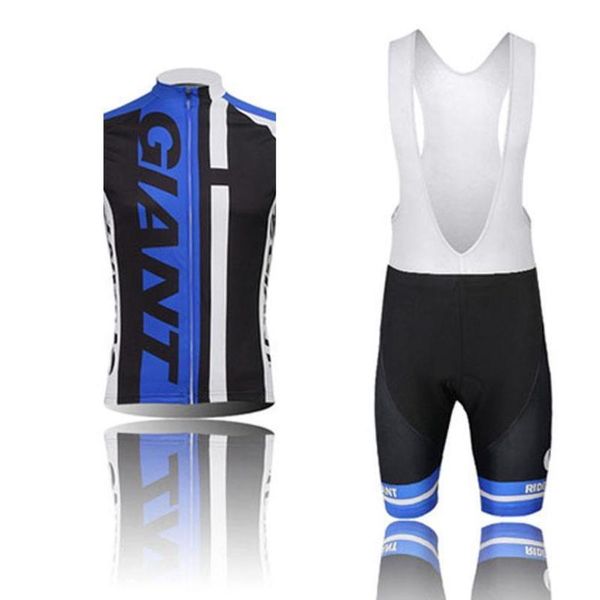 

giant team cycling sleeveless jersey vest bib shorts sets summer ropa ciclismo quick dry racing bicycle mtb cycling sportswear 2443l, Black;blue