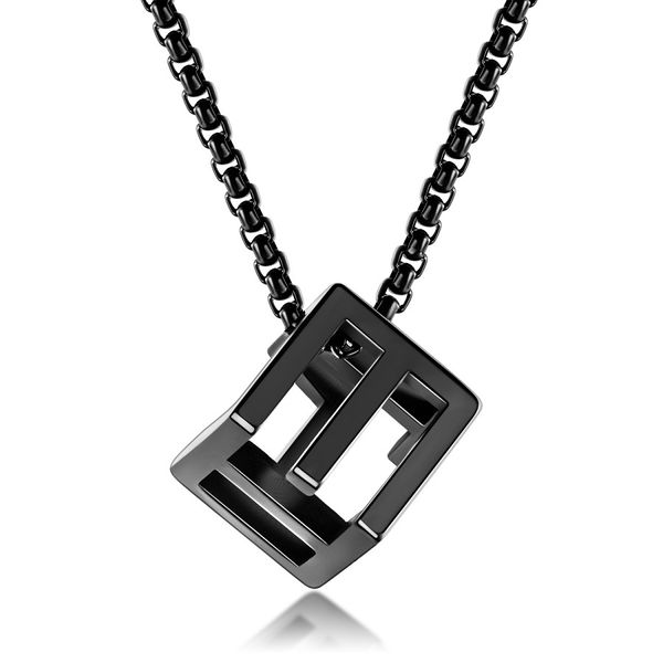 

fashion men love rubik's cube pendant designer necklace hip hop jewelry silver black snake chain stainless steel punk necklaces gift fo