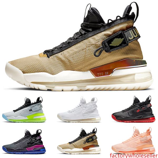 

2020 proto jumpman men basketball shoes gym red neon gradient pure platinum purple and royal gold and black sneakers size 40-46