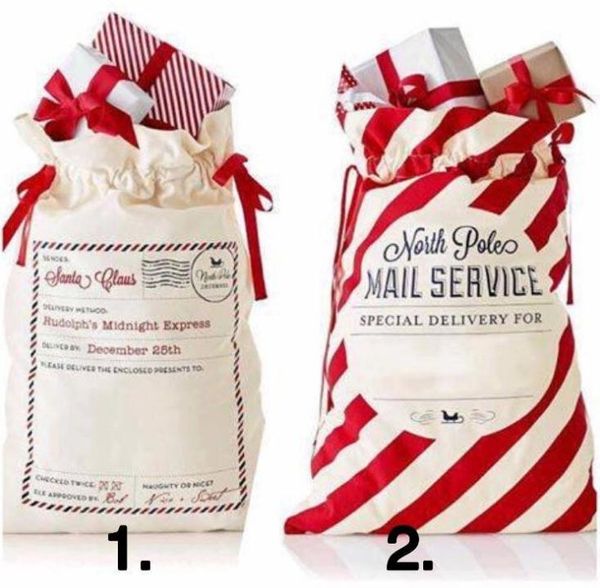 Natal Envelope vermelho bolsas Saco listrado bolsas de lona de Santa Saco com cordão bolsa para compras Saco dos doces do Natal Decoração