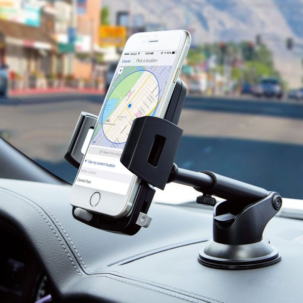 

car phone mount, dashboard car phone holder, adjustable long arm cell phone car mount compatible iphone x 8 7 6 6s se 5s