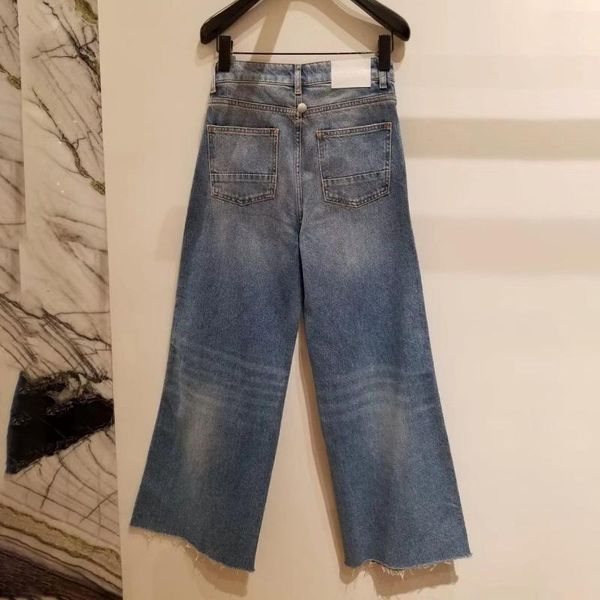 

french elegant 2020 summer leisure slim wide legs women's pants joker loose women's wear jeans 190066, Blue