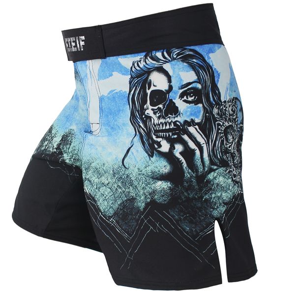 

fteif mma breathable fierce fighting camouflage boxing shorts tiger muay thai mma shorts kickboxing sanda short muay thai boxing trunk, Blue
