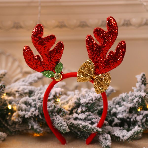 

new year christmas decorations ears with bells headband head buckle children holiday dress props reindeer antlers head buckle