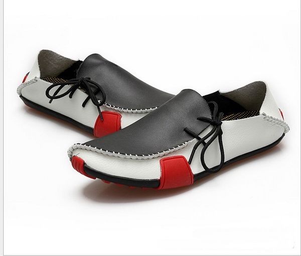 

mens casual shoes cowhide driving moccasins slip on loafers man loafers 2014 genuine leather flats c09, Black