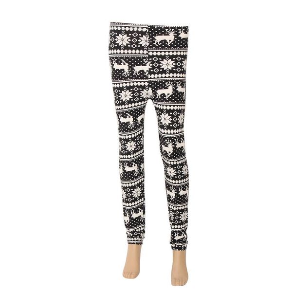 

fashion womens christmas warm leggings elk snowflake winter skinny slim pencil pants trousers, Black