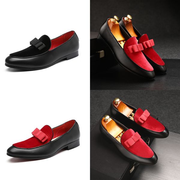 

m-anxiu men formal shoes bowknot wedding dress male flats gentlemen casual slip on shoes black patent leather red suede loafers