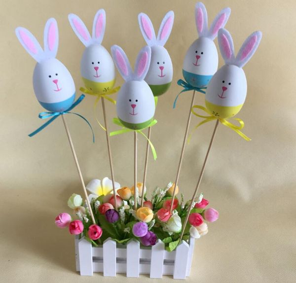 Osterhase Stecklinge Häschen-Bogen-Stock DIY Farbige Eier Kaninchen Set Ostern Dekoration Spielzeug der Kinder Eier Festival Geschenke