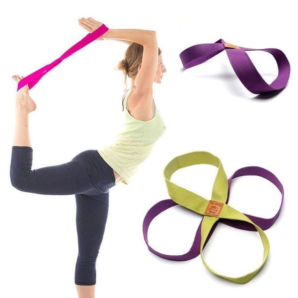 

women yoga stretch strap belt 8-shaped yoga pull up belt rope for wrist waist booty training accessories fitness equipment