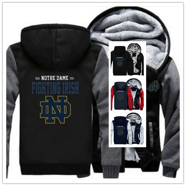 

2019 winter hoody notre dame fighting irish team men women warm hoodies autumn clothes sweatshirts zipper jacket fleece hoodie streetwear, Blue;black