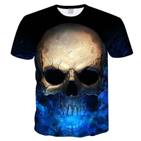 

dressing2020 harajuku skull 3d print cool t-shirt men/women short sleeve summer tees t shirt fashion, White;black